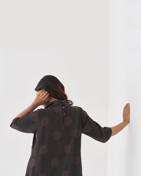 Fawn & Black Polka Dot Tunic with Cowl Neck