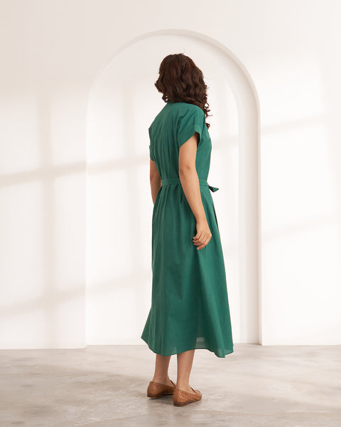 The Forest Green Pure Mul Dress