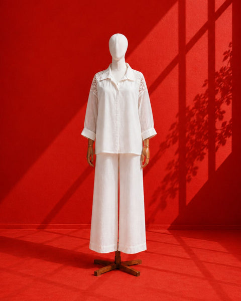 White Mul Chanderi Pants