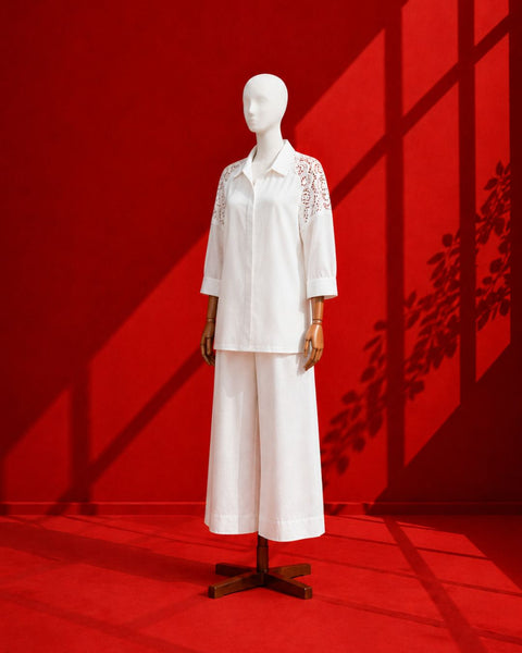 White Mul Chanderi Pants