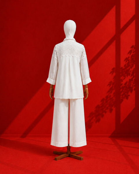 White Mul Chanderi & Lace Shirt