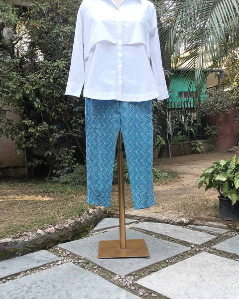 Blue Handblock Printed Cotton Pant
