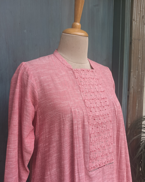 Pink Stripe Cut-fray Tunic