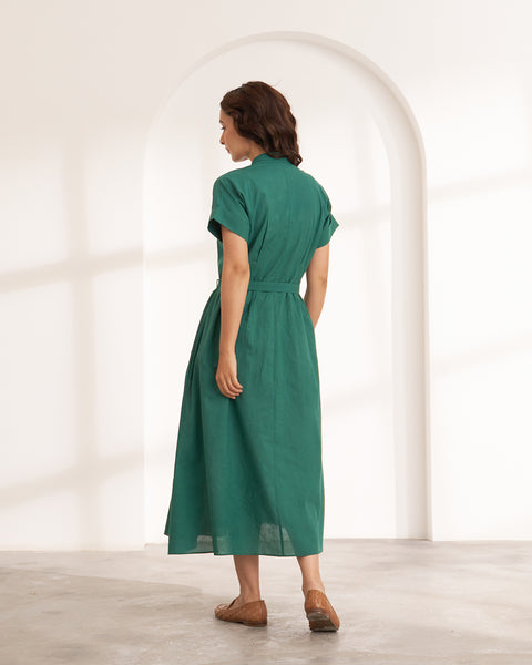 The Forest Green Pure Mul Dress