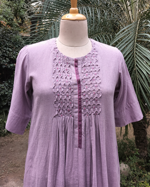 Purple Striped Cotton Kurta
