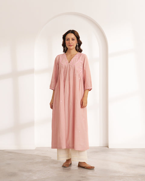 The Blush Pink Mulmul Kurta