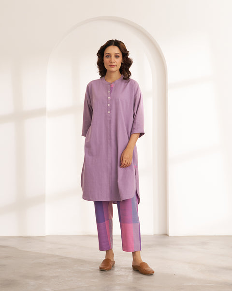 Lilac Handwoven Cotton Anti-fit Kurta