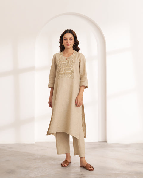 The Sand Beige Hemp Kurta & Pants Set