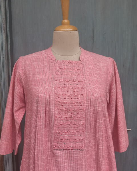 Pink Stripe Cut-fray Tunic