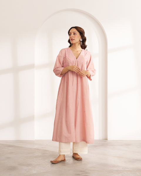 The Blush Pink Mulmul Kurta