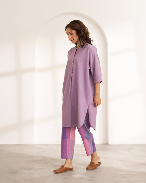 Lilac Handwoven Cotton Anti-fit Kurta