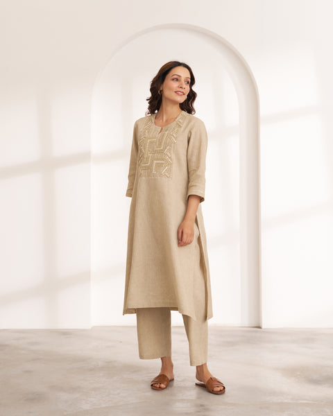 The Sand Beige Hemp Kurta & Pants Set