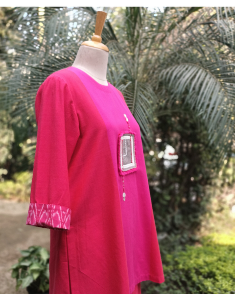 Red & Pink Handwoven Cotton Co-ord Set