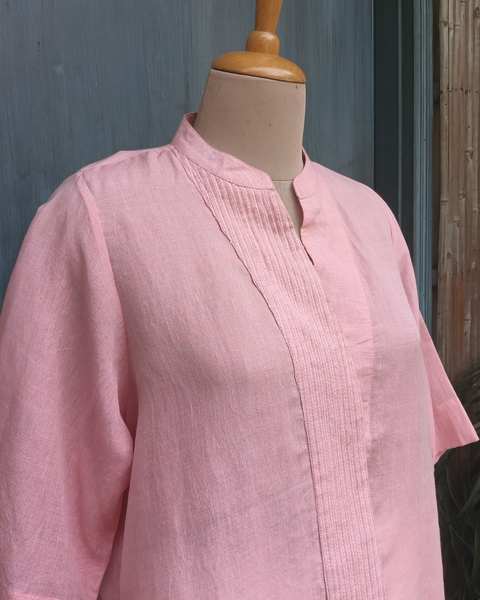 Pink Pure Linen Top