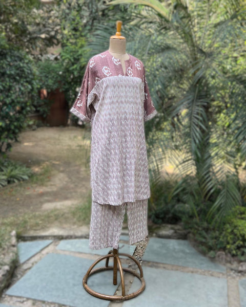 Coco Brown Handwoven Ikat Anti-Fit Co-ord Set (S-L)