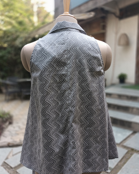 Grey Handblock Printed Top