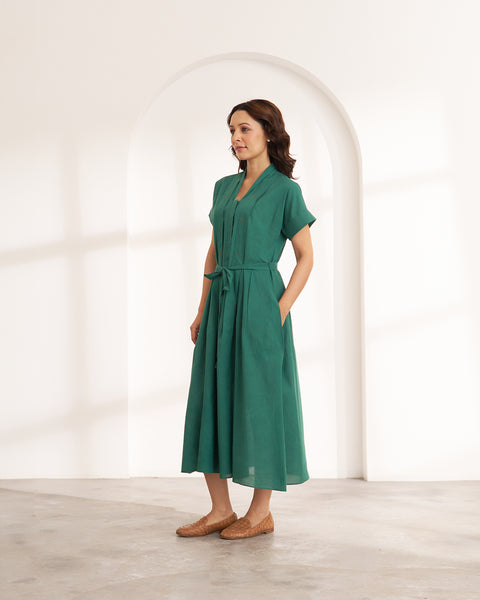 The Forest Green Pure Mul Dress