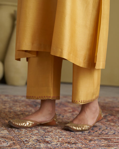 Light Yellow Silk Chanderi & Banarasi Set