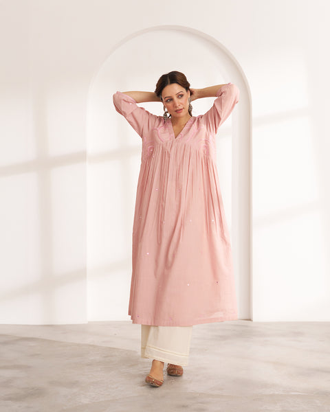 The Blush Pink Mulmul Kurta