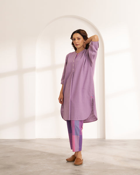 Lilac Handwoven Cotton Anti-fit Kurta