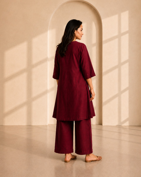 Burgundy Handwoven Cotton Set