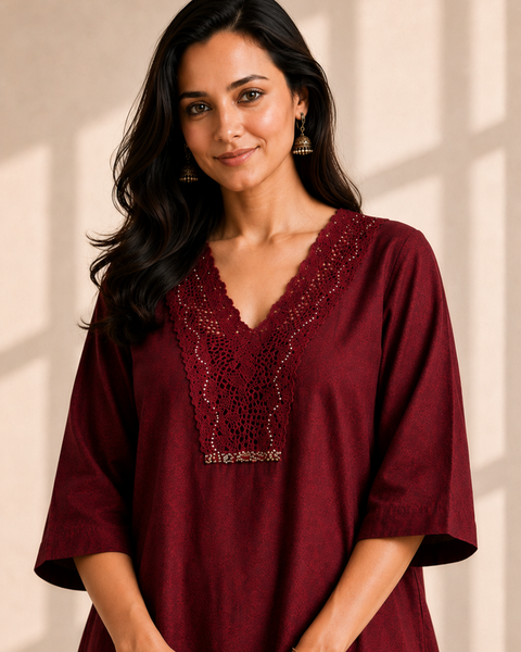 Burgundy Handwoven Cotton Set
