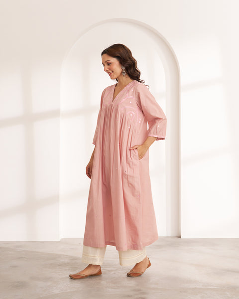 The Blush Pink Mulmul Kurta