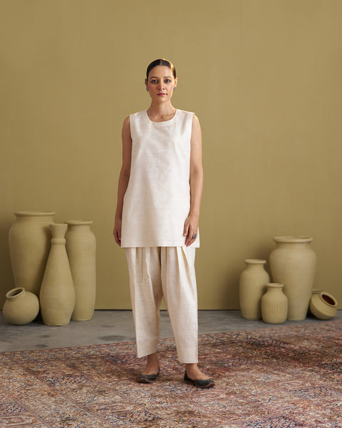 Ivory Mulbery Silk Top & Salwar Set