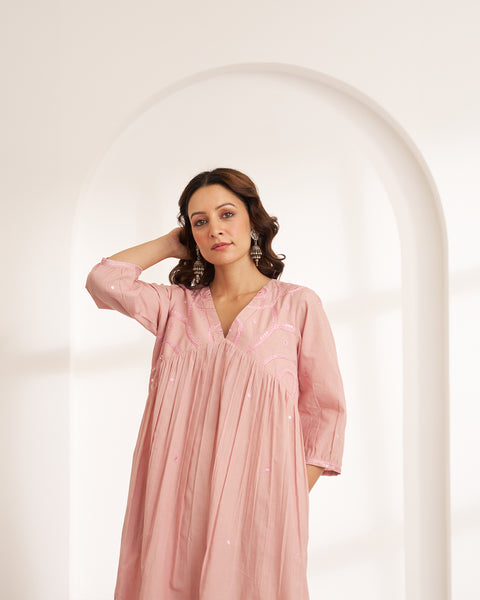 The Blush Pink Mulmul Kurta