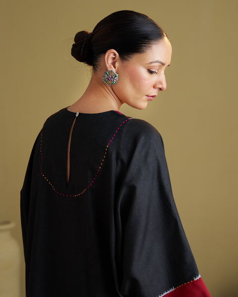 The Black Jewel Silk Cotton & Silk Ikat Kurta & Pants Set