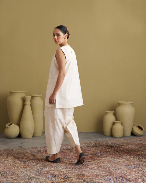 Ivory Mulbery Silk Top & Salwar Set