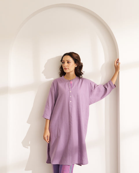 Lilac Handwoven Cotton Anti-fit Kurta