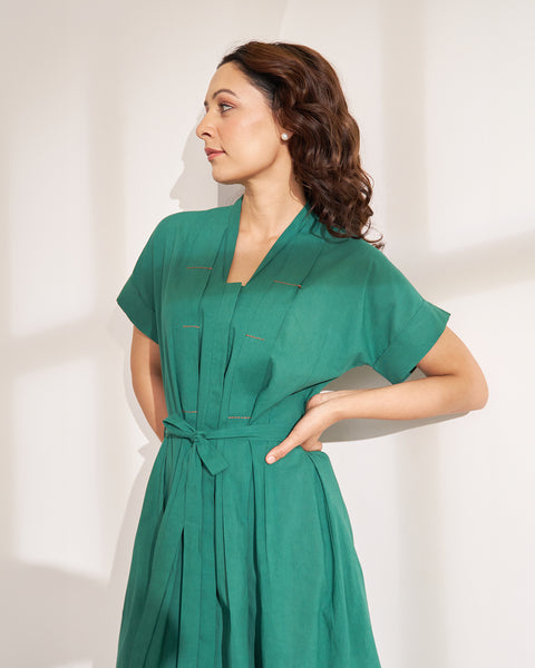 The Forest Green Pure Mul Dress