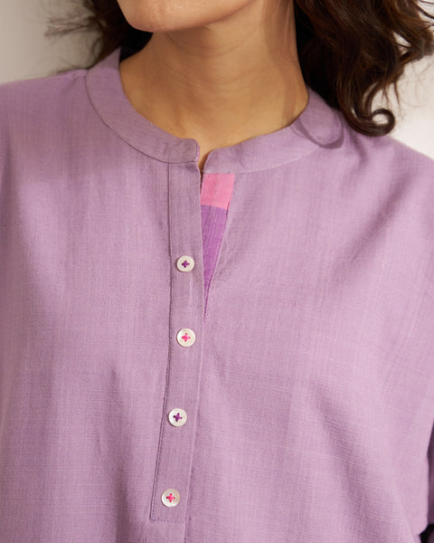 Lilac Handwoven Cotton Anti-fit Kurta