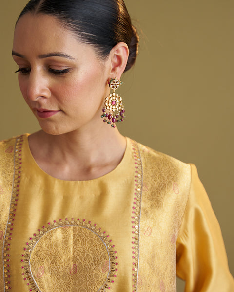 Light Yellow Silk Chanderi & Banarasi Set