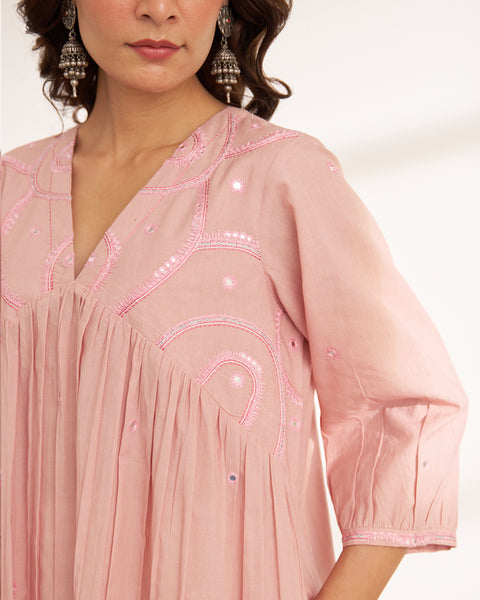 The Blush Pink Mulmul Kurta