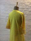 The Yellow Champa Handwoven Cotton Kurta with Khadi Block Print (S-M)
