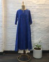 Royal Blue Handwoven Cotton With Block Printed & Handwork Kurta (S-L)