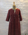Burgundy Handwoven Cotton Ikat Tunic With Pockets (XS-S)