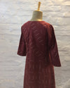 Burgundy Handwoven Cotton Ikat Tunic With Pockets (XS-S)