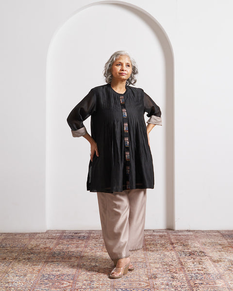 Ink Black Silk Chanderi Top