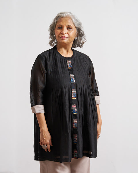 Ink Black Silk Chanderi Top
