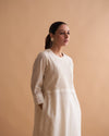 Ivory Silk Cotton Ensemble with Woven Tussar Weave