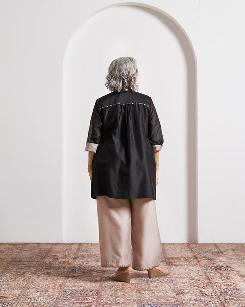 Ink Black Silk Chanderi Top
