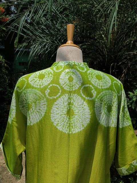 Lime Green Shibori Silk Chanderi Mukesh work Set