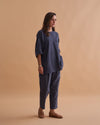 Navy Abstract Handwoven Cotton Weave Co-ord Set