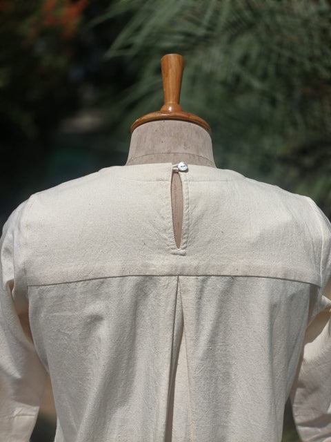 Off-White Handwoven Cotton Kurta Set