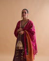 The Veda Potli Bag - Beige Kosa Silk & Leather with Zardozi & Handmade Tassel Bunches