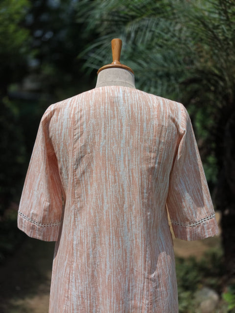 White & Peach Handwoven Cotton Set