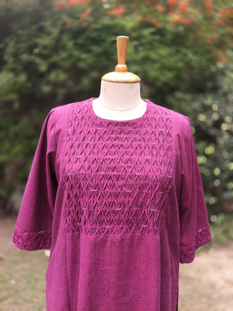 Plum Handwoven Cotton Kurta & Pants set